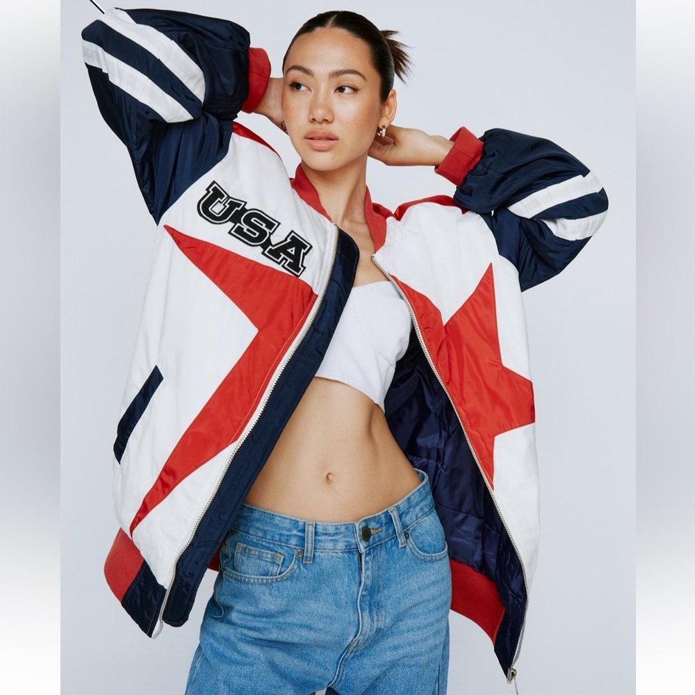 Nasty Gal Team USA star bomber jacket